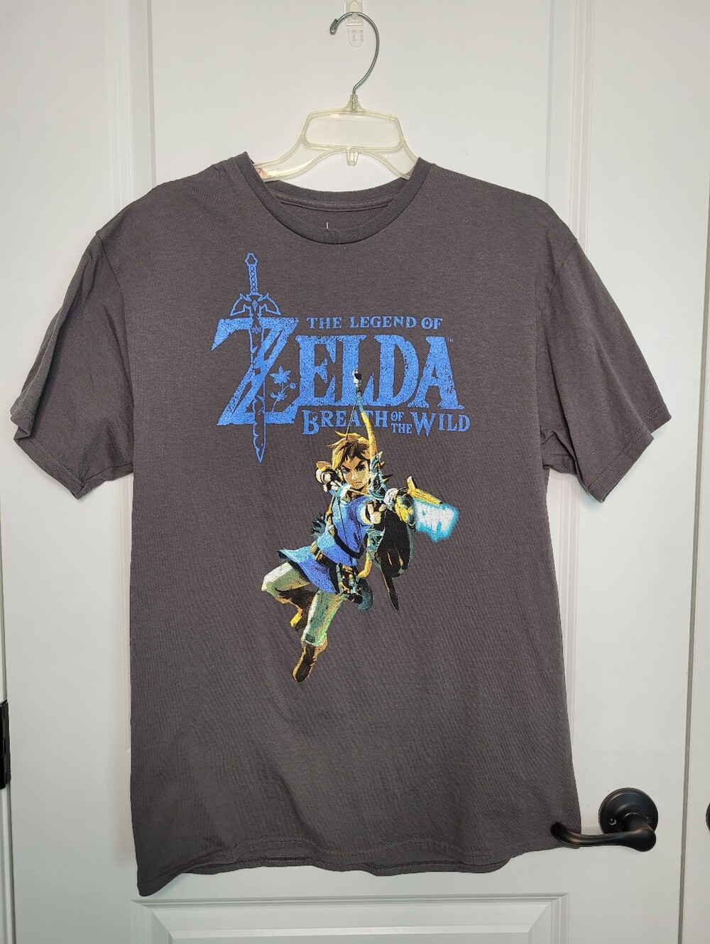 Legend of Zelda Breath of the Wild T Shirt Mens L Link Archery Nintendo Gray Tee